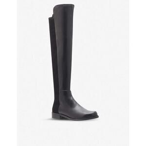 Stuart Weitzman 5050 Over The Knee Boot Black Leather Stretch Elastic Ba…
